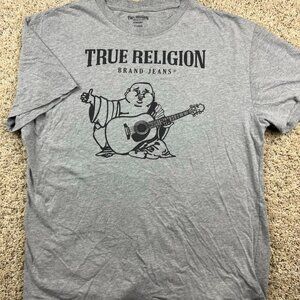 TRUE RELIGION LOUNGEWEAR BUDDHA GRAY T-SHIRT SIZE XL Cotton Poly Casual